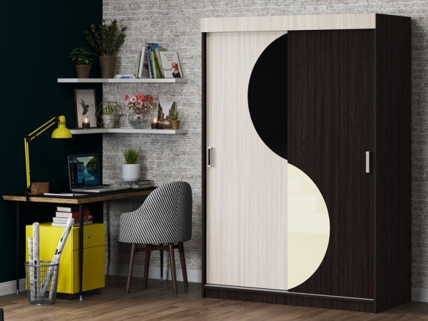 Шкаф-Купе Альба-7 (Ш-1500 х В-2220 х Г-616 мм) Ясень Шимо Светлый/Венге