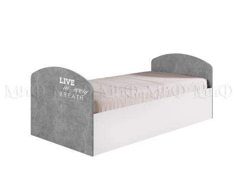 Кровать Юниор-2 Лофт МДФ (800 х 2000 мм )/Белый+Бетон