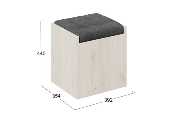 Пуф Форест дуб крафт белый / велюр серый